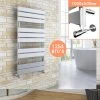 ELEGANT 1000 X 500 Modern Designer Flat Panel Heated Towel Rail Radiator + Chrome Thermostatic Radiator Valves