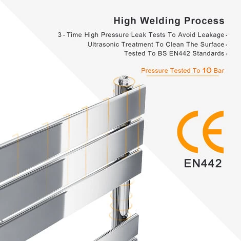 ELEGANT 1000 X 500 Modern Designer Flat Panel Heated Towel Rail Radiator + Chrome Thermostatic Radiator Valves - Image 4