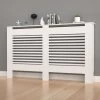 91cm Tall Radiator Cover Modern White Cabinet Horizontal MDF Slats Wood Grill Furniture, Large 152 X 19 X 92.2cm