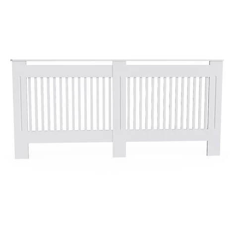 91cm Tall Radiator Cover Modern White Cabinet Horizontal MDF Slats Wood Grill Furniture, Large 152 X 19 X 92.2cm - Image 3