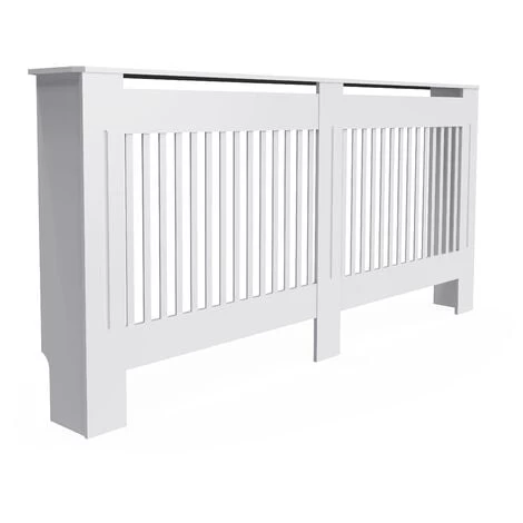 91cm Tall Radiator Cover Modern White Cabinet Horizontal MDF Slats Wood Grill Furniture, Large 152 X 19 X 92.2cm - Image 4
