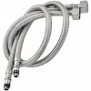 LITZEE Pack Of 2 Kitchen/Basin Monobloc Mixer Tap Connectors Flexi Pipes Tails British Standard Pipe M10 X1/2 Fitting 600mm Long (Silver Pipes)