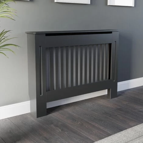 Radiator Cover Wall Cabinet Small MDF Wood Anthracite Vertical Style 1120x815mm - Image 2