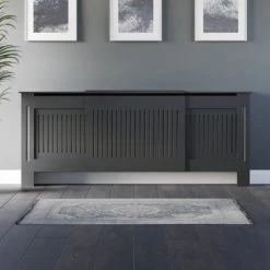 Radiator Cover Wall Cabinet Adjustable MDF Wood Anthracite Vertical Style Modern