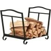 Outsunny Foldable Firewood Log Holder Wood Storage Rack Outdoor Indoor, Black