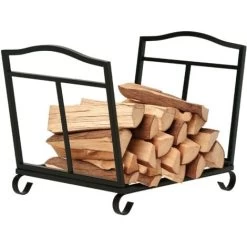 Outsunny Foldable Firewood Log Holder Wood Storage Rack Outdoor Indoor, Black