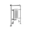 Reina Oxford Steel Floor Standing Traditional Heated Towel Rail 960mm H X 538mm W Chrome And White