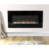 Flame Effect Fire Electric Fireplace Black 50cm Wall Mounted Realistic 3D Flame Effect Lighting & Decorative Pebbles Remote Control