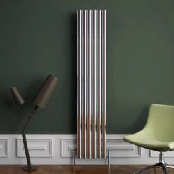 Carisa Tallis Aluminium Vertical Designer Radiator 1800mm H X 350mm W Single Panel - Polished Anodized