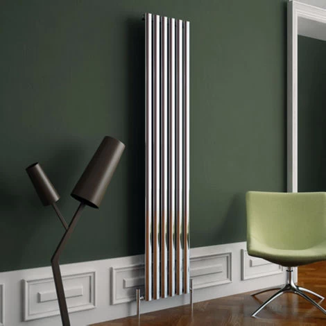 Carisa Tallis Aluminium Vertical Designer Radiator 1800mm H X 350mm W Single Panel - Polished Anodized - Image 2