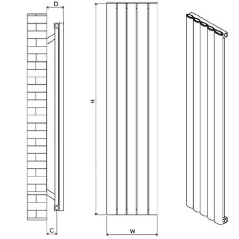 Carisa Tallis Aluminium Vertical Designer Radiator 1800mm H X 350mm W Single Panel - Polished Anodized - Image 3