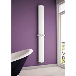 Carisa Nixie Bath Aluminium Vertical Designer Radiator 1200mm X 205mm - Textured White