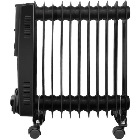 Black Oil Filled Radiator Portable Electric Heater Thermostat 11 Fin 2500W - Image 2