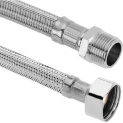 PrimeMatik - Flexible Stainless Steel Metal Hose 1/2 Male To 3/8 Male 25 Cm