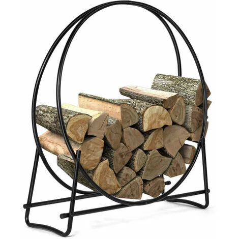 40-Inch Firewood Log Rack Hoop Tubular Steel Wood Storage Holder