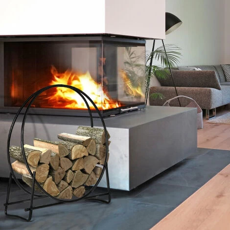 40-Inch Firewood Log Rack Hoop Tubular Steel Wood Storage Holder - Image 2