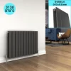 ELEGANT 600 X 836 Mm Anthracite Designer Radiator Horizontal Column Double Flat Panel Radiator Heater + Anthracite Thermostatic Radiator Valves