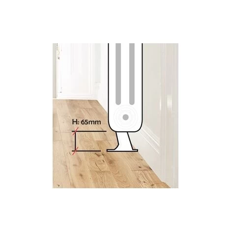 Pair Of Black Universal Column Radiator Support Feet White Cast Iron Tradiational - 65mm High - Image 3