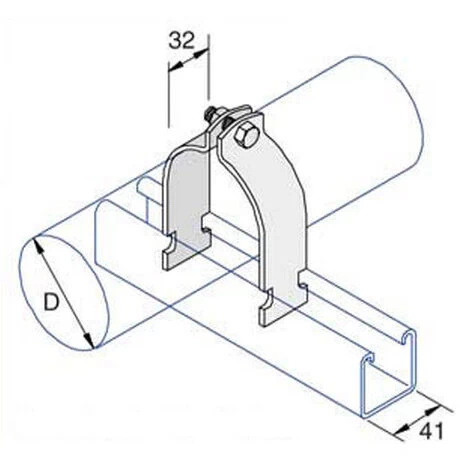 Space Saver Clip (OD 46.8 - 50.8 Mm ) (1124 ) For Channels Stainless Steel (As Unistrut / Oglaend) - Image 2