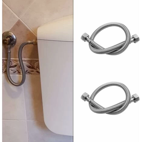 Stainless Steel Mixed Wire Braided Hose Shower Hose Flexible Hose 304 Stainless Steel Double Water Inlet Hose General Braided Hot And Cold Water Inlet Hose 2 PCS 50cm - Image 5