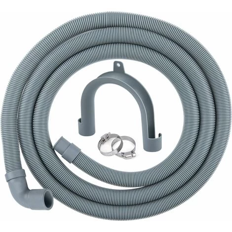 2m Drain Hose For Washing Machines And Dishwashers, Including Bracket And Hose Clamps, Elbow