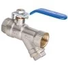 Standard Water Flow Rate Ball Valve With Strainer And Handle Female X Female 3/4 European Thread BSP