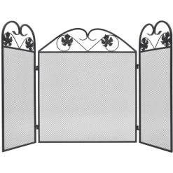 Topdeal 3-panel Fireplace Screen Iron Black VDTD09009
