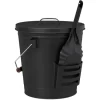 Relaxdays Ash Bucket With Lid And Shovel, Steel, Charcoal Bin With Handle, 19 L, Fireplace & BBQ Set, Black