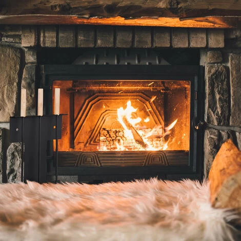 Relaxdays Modern Fireplace Set, 4-Piece Companion Tools, Shovel, Broom, Poker And Stand, Black - Image 3