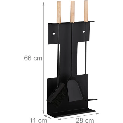 Relaxdays Modern Fireplace Set, 4-Piece Companion Tools, Shovel, Broom, Poker And Stand, Black - Image 4