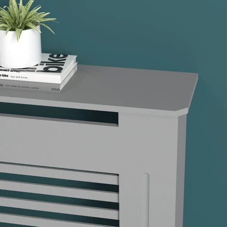 Extra Tall 92cm Radiator Cover MDF Modern Cabinet Slatted Grill Grey, Small 78 X 19 X 92.2 Cm - Image 4