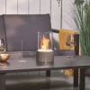 VonHaus Tabletop Fireplace - Bioethanol Fireplace – Bio Ethanol Table Top Fire, Table Top Heater For Outdoor & Indoor – Portable, 70 Min Burn Time, Windproof Glass, Round Shape - Hammer Stone Grey