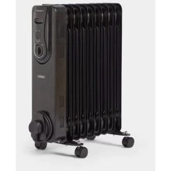 VonHaus Oil Filled Radiator – 2000W/2KW – 9 Fin – Freestanding – Plug In Portable Electric Heater – 3 Power Settings, Adjustable Temperature/Thermostat, Thermal Safety Cut Off – Black