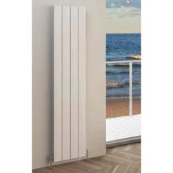 Eastbrook Rosano Matt White Aluminium Vertical Designer Radiator 600mm H X 280mm W Central Heating