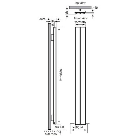 Eastbrook Berlini Aluminium Matt White Vertical Designer Radiator 1200mm H X 185mm W Central Heating - Image 3