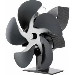 Wood Stove Fan, Chimney With 5 Blades, Aluminum Alloy Fan For Wood Stove, Workshop Stove, No Electricity, Winter Chimney Parts (Black)