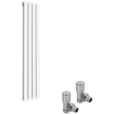 ELEGANT White Vertical Double Flat Panel Radiator 1600 X 304mm Designer Radiator With Angled Radiator Valves - Image 2