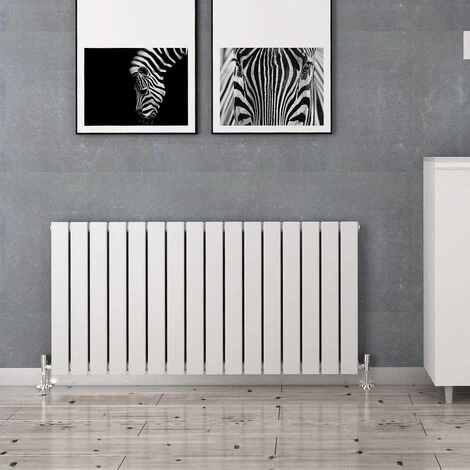 ELEGANT White Horizontal Flat Panel Radiator 600x1216mm Designer Radiator