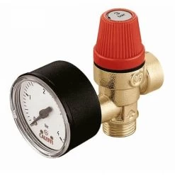 Caleffi Safety Relief Valve 1/2 M X 1/2 F 3 Bar With Pressure Gauge 314430