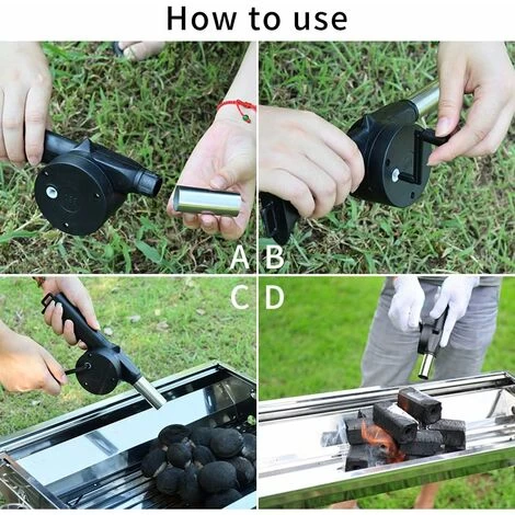 BBQ Fan Blower, Hand Crank Fan Air Blower For Charcoal Grills Outdoor Picnic Camping Cooking Tool - Image 4