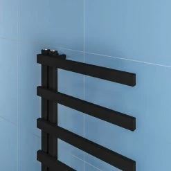 Eastbrook Platani Vertical Designer Heated Towel Rail - 800mm X 500mm - Matt Black - 89.1346