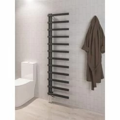 Eastbrook Platani Vertical Designer Heated Towel Rail - 800mm X 500mm - Matt Anthracite - 89.1340