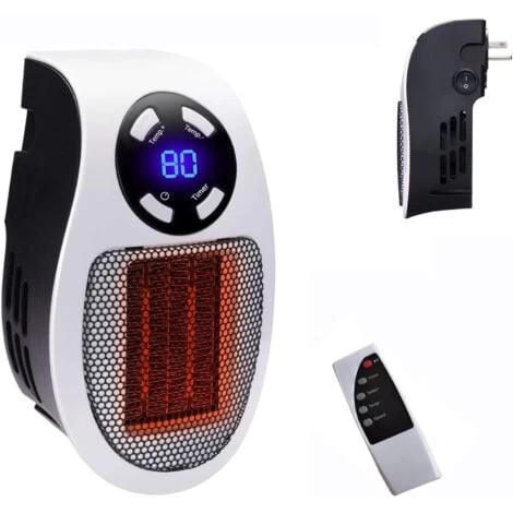 500W Space Heater, Wall Plug Electric Heater As Seen On TV With Adjustable Thermostat And Timer And LED Display, Compact For The Office Dorm.