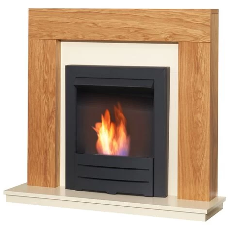 Αδάμ Adam Dakota Fireplace Suite In Oak With Colorado Bio Ethanol Fire In Black, 39 Inch - Image 2