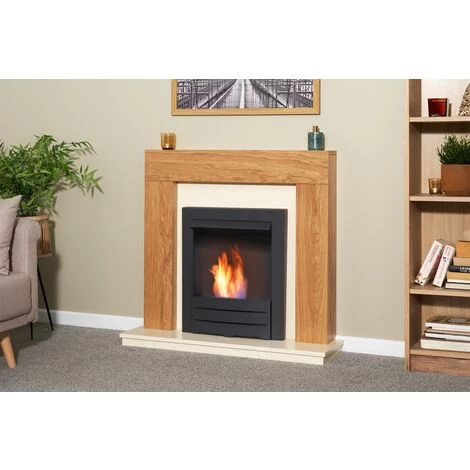 Αδάμ Adam Dakota Fireplace Suite In Oak With Colorado Bio Ethanol Fire In Black, 39 Inch - Image 3