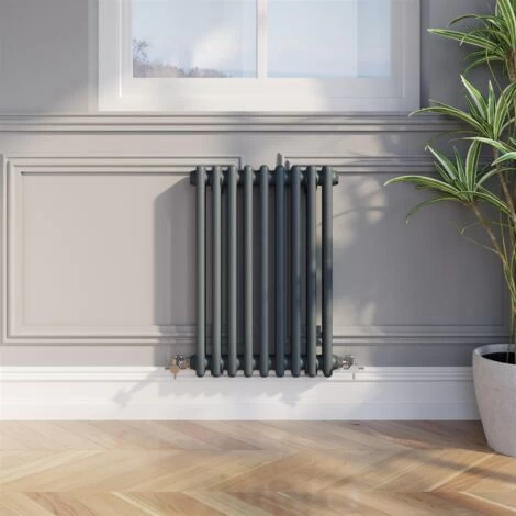 Traditional Colosseum Horizontal Double Bar Column Radiator 600x425mm Anthracite - Image 3