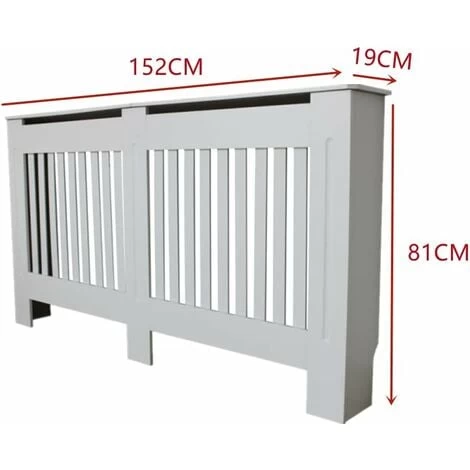 Slatted Radiator Cover White Painted, Wood Radiator Cover White Modern MDF Wall Cabinet For Living Room/Bedroom/Kitchen,H 82 X W 152 X D 19 CM - Image 2
