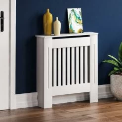 Designs Chelsea Radiator Cover Modern Slatted Grill Slats White Painted MDF Cabinet, Small