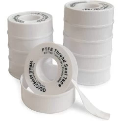 HAUTMEC 10 Rolls Water White Plumbers PTFE Thread Seal Tape Plumbing Joint, 12m X 12mm X 0.075mm, For Contractors And DIY HT0124-ST