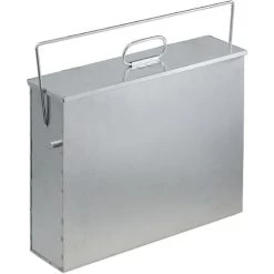 Relaxdays Square Ash Bucket With Lid, 15l, Galvanised Steel, Bin For Fireplace/Barbecue/Oven, HWD: 42x44.5x12 Cm, Silver